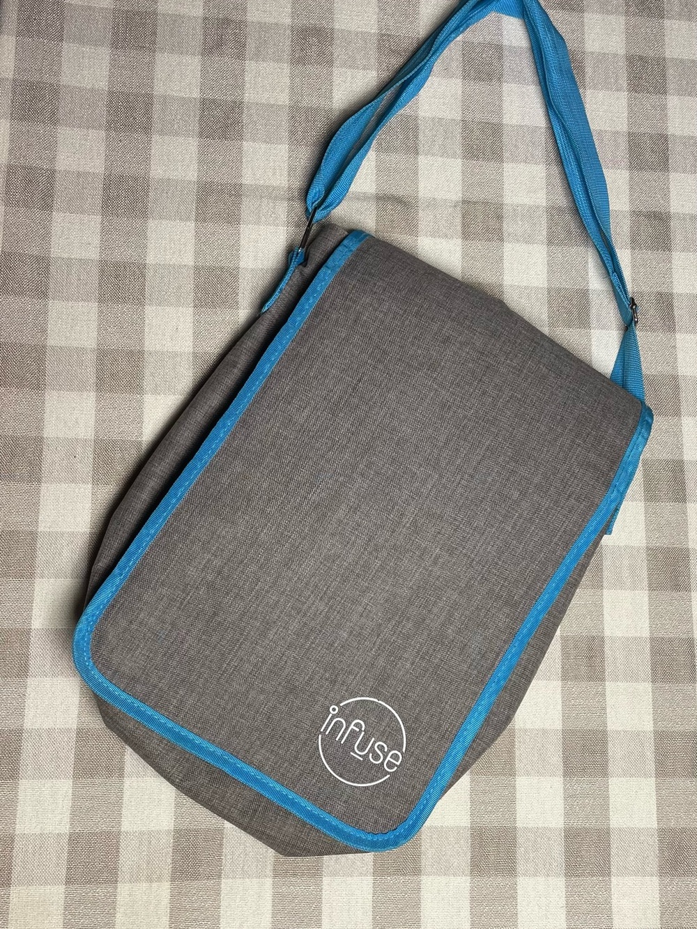 Gray and Blue Messenger Laptop Bag